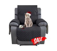 XINEAGE Water Resistant Recliner Cover, Nonslip recliner chair covers for reclining chair with Pockets, Quilted Thick Recliner Slipcovers for Pets and Kids (Recliner, Black)