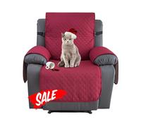 XINEAGE Water Resistant Recliner Cover, Nonslip recliner chair covers for reclining chair with Pockets, Quilted Thick Recliner Slipcovers for Pets and Kids (Recliner, Red)