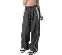 Xineicy Y2K Baggy Pants for Women Vintage Sweatpants Wide Leg Parachute Pants Hip Pop Cargo Pants, E Grey, XL