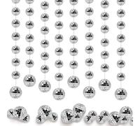 XineYuor 4PCS Disco Ball for Hanging, Decorations for Disco Themed Party, Silver Hanging Mirror Balls, DJ Light Effect, Mirror Ball for Cakes, Parties Bars