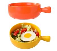 XineYuor Soup Cups with Handle, 2 Pieces Ceramic Soup Bowls, Soup Bowls, Bouillon Cups, Cereal Bowls, Suitable for Beef Stew, Fruit Salad, Oatmeal, Microwave Oven Safe (B)