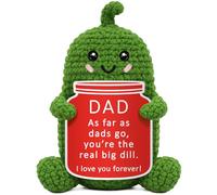 Xinezaa Fathers Daddy Day Gift for Dad, Funny Big Dill Pickle Gifts Handmade Crocheted Pickle, Appreciation Gift for Dad from Daughter Son, Birthday Father Thinking of You, Cute Pickle Desk Decor