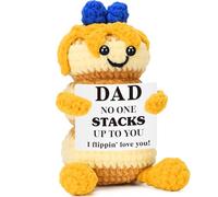 Xinezaa Fathers Day Positive Pancake Stack Gifts for Dad, Funny Papa Daddy Birthday Gifts Handmade Crochet, I Flippin Love You Present from Daughter Son