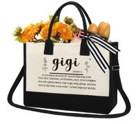 Xinezaa Gigi Gift Tote Bag Grandma Gifts from Granddaughter Grandson, Mothers Day Unique Gifts for Gigi, Grandma, Grandmother, Granny, Best Gigi Canvas Tote Bag with Zipper