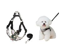 XINFAFUSW Puppy Harness and Leash Sets, Adjustable Soft Dog with 1.5m Lead, Lightweight Breathable Vest Harness, for Outdoor Walking Running Training for Small and Medium Dog(black)