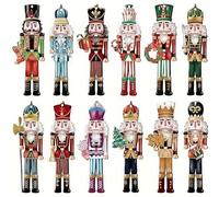 XINFTEU Christmas Nutcracker Ornament Mini Soldier Figures,Traditional Painted Wooden Nutcracker Doll,Christmas Tree Hanging Decorations,Wooden Figures-Fireplace Tabletop xmas Decorations Indoor (12)