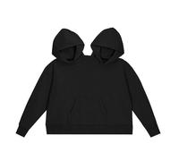 XINFUL Intimate Couples Pajamas, Mens and Womens Two Person Oversized Plain Unisex Pullover with Pockets(Black)