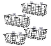 XINFULL 4 Pack Wire Storage Baskets Household Metal Wall-Mounted Containers Organizer Bins for Kitchen Bathroom Freezer Pantry Closet Laundry Room Cabinets Garage Shelf, 2 Large 2 Medium