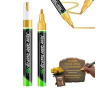 XingBin 2pcs Golden Tombstone Marker Pen, Quick Dry,Gold Oil Based Waterproof Paint Pen，Waterproof Stone Paint Pen for Gravestone Letter Restoration,for Restoring Faded Grave Inscriptions