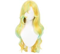 Xingbiyou Anime Monster High Lagoona Blue Cosplay Wig, Long Yellow Mix Blue Green, Halloween Party Wigs for Women Girls