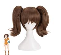 Xingbiyou Anime The Seven Deadly Sins Diane Cosplay Wig, Short Brown Clip on Double Ponytails Women Girls Party Wigs