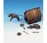 XINGCHANG Assembly Scale 1/35 Dog And Kennel Animal Figure Historical Resin Model Unpainted