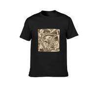 XINGCHEN BAG M.C. Escher Relativity T-Shirt Graphic Tee Printed Top Mens Shirt Black XL
