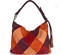 XingChen Hobo Bags for Women Patchwork Color Faux Leather Large Purses and Handbags Hobo Purse with Tassel, Wine, One Size