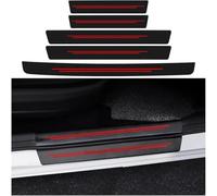 XINGCI 5PCS Car Door Sill Strips Carbon Fibre for Tesla Model 3 2017-2023, Anti-Trampling Protection Decorative Strips, Kick Plate Cover Sticker,Red