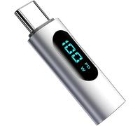 Xingdianfu 100W USB C to USB C Adapter with LED Display, USB Type C Female to Male Adapter PD Quick Charging and Data Transfer Type C OTG Adapter for Pro/Plus/Pro Max, for MacBook (Silver)