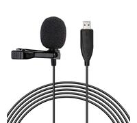 Xingdianfu USB Lavalier Microphone, Omnidirectional Clip-On Mini Microphone, 1.5 m Cable USB A Lapel Microphone for Laptop, PC, PS5, Podcast, Skype, Streaming, Singing and Recording