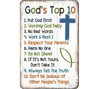 XingFox 10 Commandments for Kids Christian Wall Decor,Religious Room Rules Sign for Teen Girls,Prayer Wall Decor 8x12 Inch