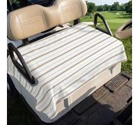 XingFox Beige Brown Striped Golf Cart Seat Covers Vintage Farmhouse Stripes Rustic Golf Cart Seat Towel Blanket Decorations for 2-4 Passenger Club Car Accessories for Women Men 51"x31"