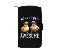 XingFox Born to Be Awesome Duck Womens Wallet for Men Slim Purse Clutch Handbag with Card Holder