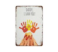 XingFox Daddy I Lava You Handprint Art Love Handprint Gifts From Kids Handprint Art Father's Funny Vintage Metal Tin Sign For Bedroom Living Room Kitchen Yard Garden Wall Decor Gift 12 X 8inch