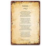 XingFox Daffodils Poem Metal Tin Sign Wall Decor William Wordsworth Quotes Wall Art Poetry Decorative Paintings for Bedroom Wall Prints Pics Modern Farmhouse Decorations 8x12 Inch