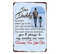 XingFox Dear Daddy Vintage Tin Sign, Number One Man for Your Little Girl Poster, Metal Plauqe with Best Wishes Wall Decoration 8x12 Inch