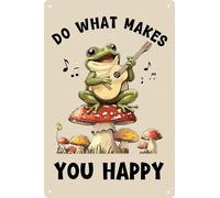 XingFox Funny Mushroom Decor Frog Decor Do What Makes You Happy Sign Cute House Home Bedroom Kitchen Bathroom Room Nature Wall Decor 8x12 Inch