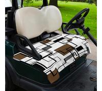XingFox Golf Cart Seat Covers Brown Geometric Golf Cart Seat Towel Blanket Black Grey Abstract Striped Modern Art Decorations for Club Car Accessories for Women Men 51"x31"