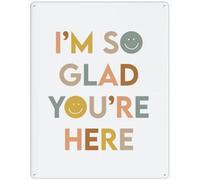 XingFox I'm So Glad You're Here Signs-Metal Tin Signs Exquisite Wall Art Decor Inspirational Gift Positive Affirmations Decor 8x12 Inch