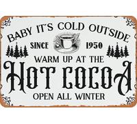 XingFox It'S Cold Outside Warm Up At The Hot Cocoa Store All Winter Vintage Metal Tin Sign Wall Decor Poster Funny Farm Tin Sign Bathroom Decor 8x12 Inch