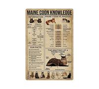 XingFox Maine Coon Knowledge Metal Tin Signs Maine Coon Infographic Posters Cat Encyclopedia Guide Plaques Home Room Cat House Wall Decores 8"x12"