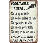 XingFox Metal Tin Sign 8x12 Inch Vintage Pool Table Rules, Wall Decor Enjoy The Game and Play Fair Poster Art