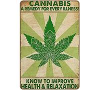 XingFox Metal Tin Sign 8x12 InchPoster A Remedy for Every Illness Vintage ArtLove Weed Embossed Signs