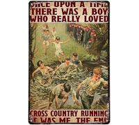 XingFox Metal Tin Sign Retro Vintage Once Upon A Time There Was A Boy Who Really Loved Cross Country Running Kitchen Garden Home Horticulture Bar Pub Indoor Outdoor Wall Decor 8x12 Inch