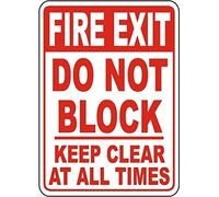 XingFox Metal Tin Sign Warning Fire Exit DoBlock Keep Clear At All Times Aluminum Safety Signs For Home Commercial And Driveway Alerts Gift 8x12 Inch