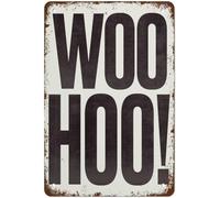 XingFox Monochrome Prints Woo Hoo Print Minimalist Art Positive Wall Art Aluminum Sign Vintage Funny Wall Art Decor Plaque Gift for Home Kitchen Bathroom Restaurant Garden Decorations 8x12 Inch