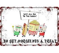 XingFox Movie Theater Decor Room Wall Vintage Poster Night Snack Decorations Game Tin Sign Theatre Posters LetS All Go To The Lobby Get Ourselves A Treat 8x12 Inch