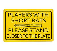 XingFox Players With Short Bats Please Stand Closer To The Plate Cute Funny Metal Tin Sign Bathroom Sign Decor Bathroom Wall Art Funny Gift For Men And Women Guest 8x12 Inch