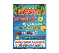 XingFox Pool Rule Metal Sign, Hawaiian Pool Party Sign, Hawaiian Decorations, Luau Party Decorations, Outdoor Yard Pool Party Decorations, Pool Rules Signs for Outdoor,8x12 Inch