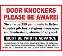XingFox Retro Metal tin Sign Door Knockers Please Be Aware! Nostalgic Metal Sign Retro Rustic Quote Saying Words Bar Men Cave Garden Wall Art, 8x12 Inch