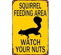 XingFox Squirrel Feeding Area Watch Your Nuts Vintage Metal Aluminum Tin Sign Door Signs Exterior Home Cave Garage Bar Country Poster Club Wall Plaque Decoration 8x12 Inch