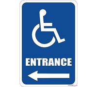 XingFox Street sign warning plaque Handicap Entrance Accessible This Way Pre-drilled Holes Weatherproof Metal Tin Sign Wall Art Decor 8x12 Inch