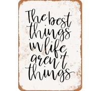 XingFox The Best Things in Life Aren't Things Classics Tin sign Vintage Wall Art for Cozy Decor for kitchen Cafe living Room Farmhouse Restaurant Chic Plaque Decorative Gifts 8x12 Inch