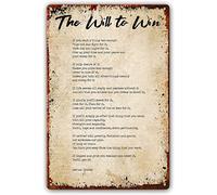 XingFox The Will to Win Poem Metal Signs Wall Art Berton Braley Quotes Wall Art Poetry Posters for Room Print on Decorations Wall Hanging Garden Porch Home Decor Metal Plaque 8x12 Inch