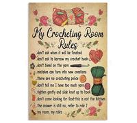 XingFox Tin Signs Vintage My Crocheting Room Rules Poster, Knitting and Crocheting Lover Gift Coffee Bar Decor, Kitchen Bar Sign, Retro Decorations Indoor Outdoor, 8x12 Inch