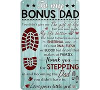 XingFox to My Bonus Dad Heart Makes Us Family Love Your Little Girl Dad Gifts from Daughter Perfect for Office Garage Man Cave Home Decor 8x12 Inch