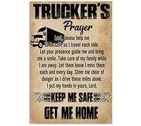 XingFox Trucker's Prayer Metal Signs Keep Me Safe Get Me Home Posters Truck Collection Tin Sign Office Garage Wall Decor Plaque 8x12 Inch