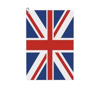 XingFox Union Jack UK Flag Large Absorbent 24"X16" Golf Towel with Carabiner Clip - Quick Dry Weave Towel for Clubs & Hands