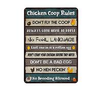 XingFox Vintage Chicken Coop Rules Tin Sign Don't Fly The Coop Metal Poster Retro Plaque Wall Decor Gift for Garden Men Cave Garage Classroom Library Living Room Cinema 8x12 Inch